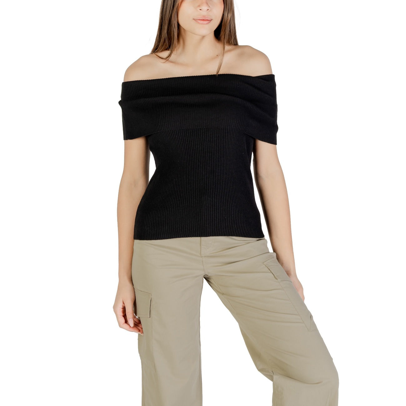 Pull femme ONLY – Haut noir sans manches en coton mélangé