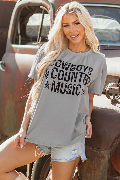 T-shirt ras du cou graphique High Cowboys &amp; Country Music – Ambiance western, style quotidien