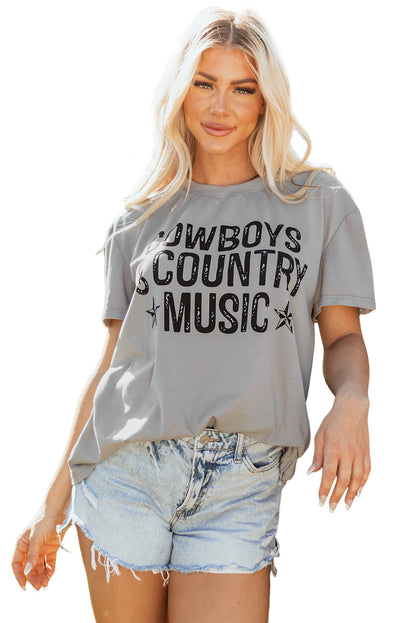 T-shirt ras du cou graphique High Cowboys &amp; Country Music – Ambiance western, style quotidien