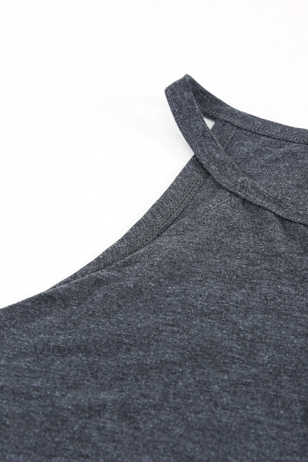 Grey Solid Color Crew Neck Tank Top