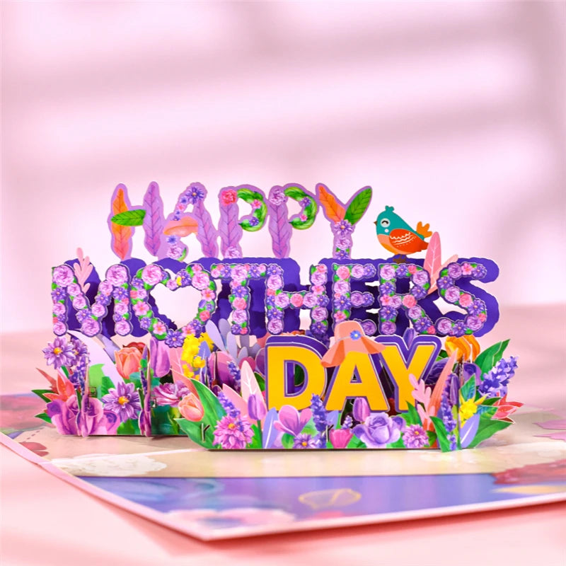 3D Pop up Mothers Day Cards Gifts Floral Bouquet Greeting Cards Flowers for Mom Wife Birthday Sympathy Get Well