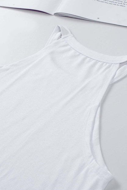 Grey Solid Color Crew Neck Tank Top