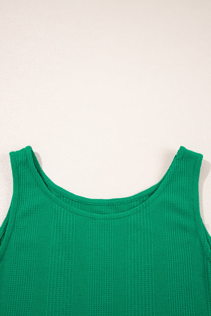 Ensemble débardeur et pantalon côtelés de couleur unie verte