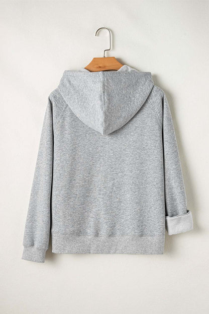 Light Grey Solid Color Fleece Lined Zip