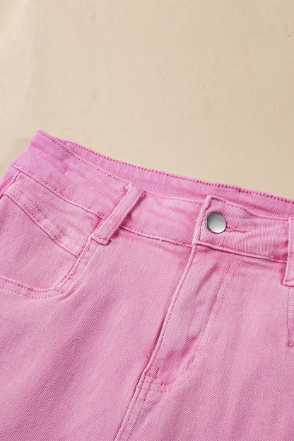 pink denim shorts Close Up 