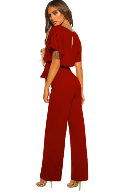 Glam Belted Wide Leg Jumpsuit