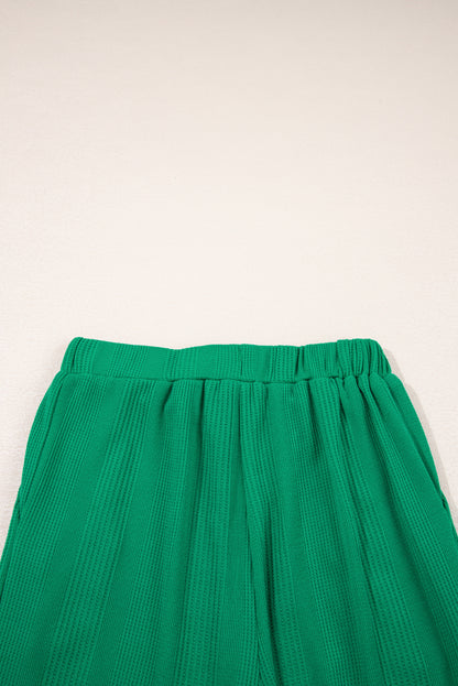 Ensemble débardeur et pantalon côtelés de couleur unie verte