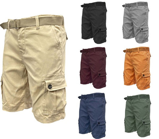 Weiv Mens Belted Cargo Shorts Pockets and Belt