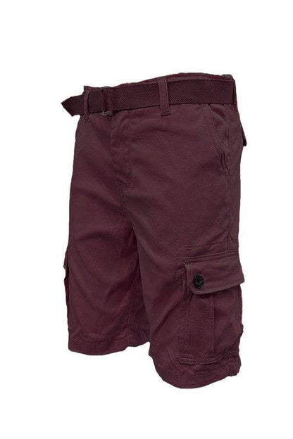 Weiv Mens Belted Cargo Shorts with Pockets