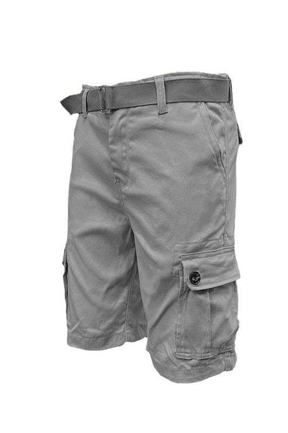 Weiv Mens Belted Cargo Shorts with Pockets
