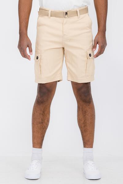 Weiv Mens Belted Cargo Shorts with Pockets