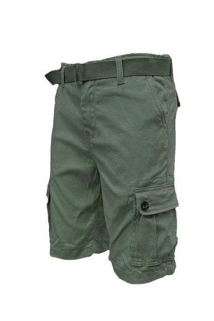 Weiv Mens Belted Cargo Shorts with Pockets