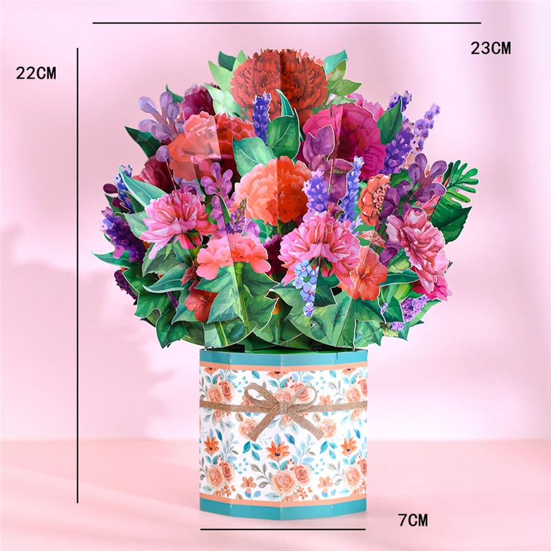 3D Pop up Mothers Day Cards Gifts Floral Bouquet Greeting Cards Flowers for Mom Wife Birthday Sympathy Get Well