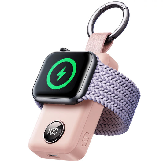 Portable Charger for Apple Watch, 2000Mah Magnetic Wireless Power Bank Fast Charger Keychain, Compatible for Iwatch Series 9/8/7/6/5/Se/4/3/2/Ultra 2, Pink