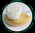 GlowRoot bamboo facial brush with soft bristles for gentle exfoliation and sensitive skin