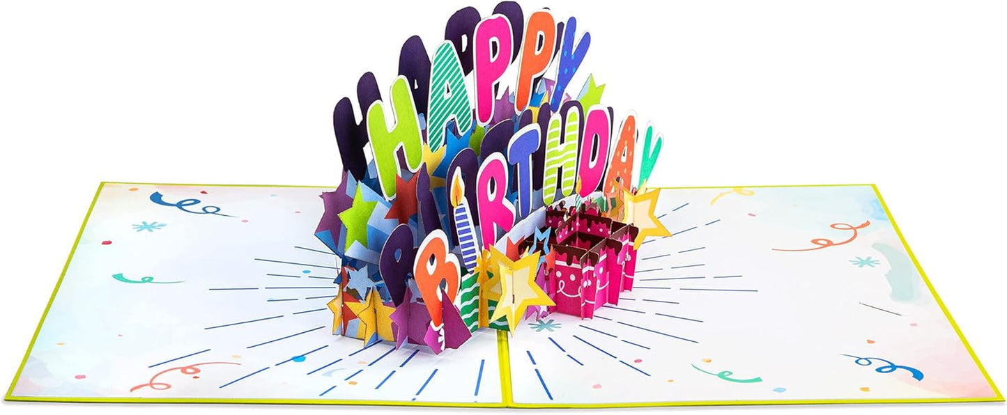 3D Pop up Birthday Card, Happy Birthday Pop up Card (Neon Green), for Men Women Him Her Boy Girl Kids Adults, 5" X 7"