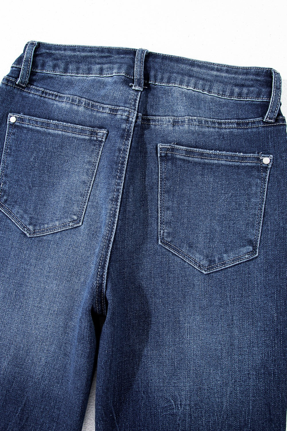 Retro style flared jeans with high waistband in sail blue color