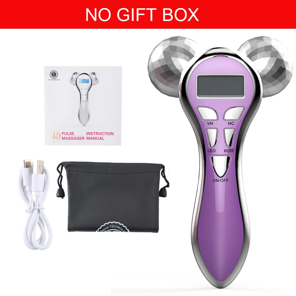 4D EMS Face Massager Roller Microcurrent Vibration Facial