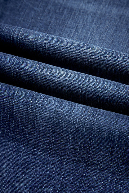 Mineral wash flared jeans in sail blue with trendy raw hem finish