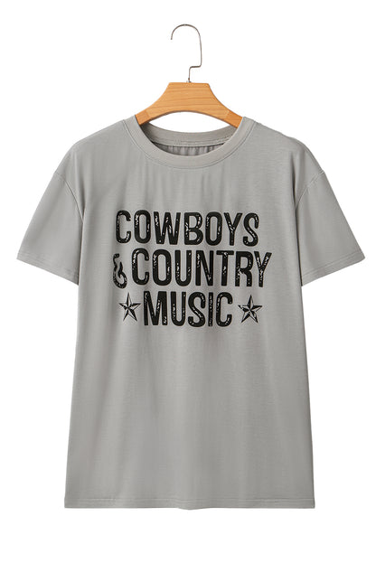 T-shirt ras du cou graphique High Cowboys &amp; Country Music – Ambiance western, style quotidien