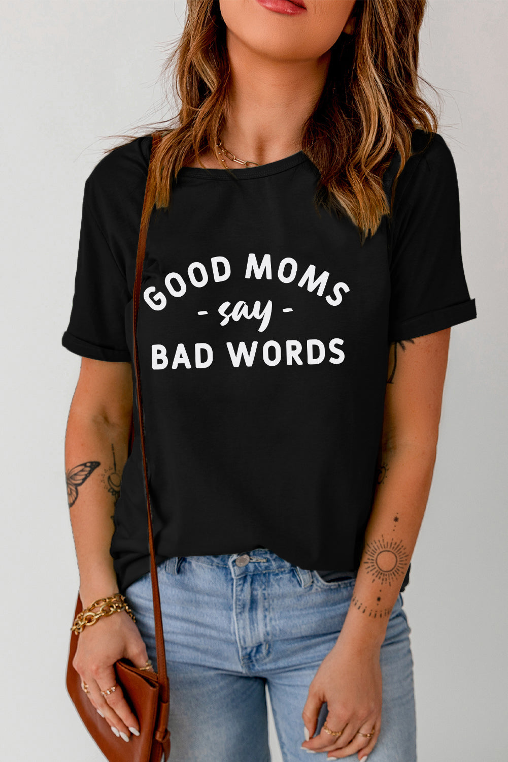 Black Good Moms Say Bad Words Graphic T Shirt