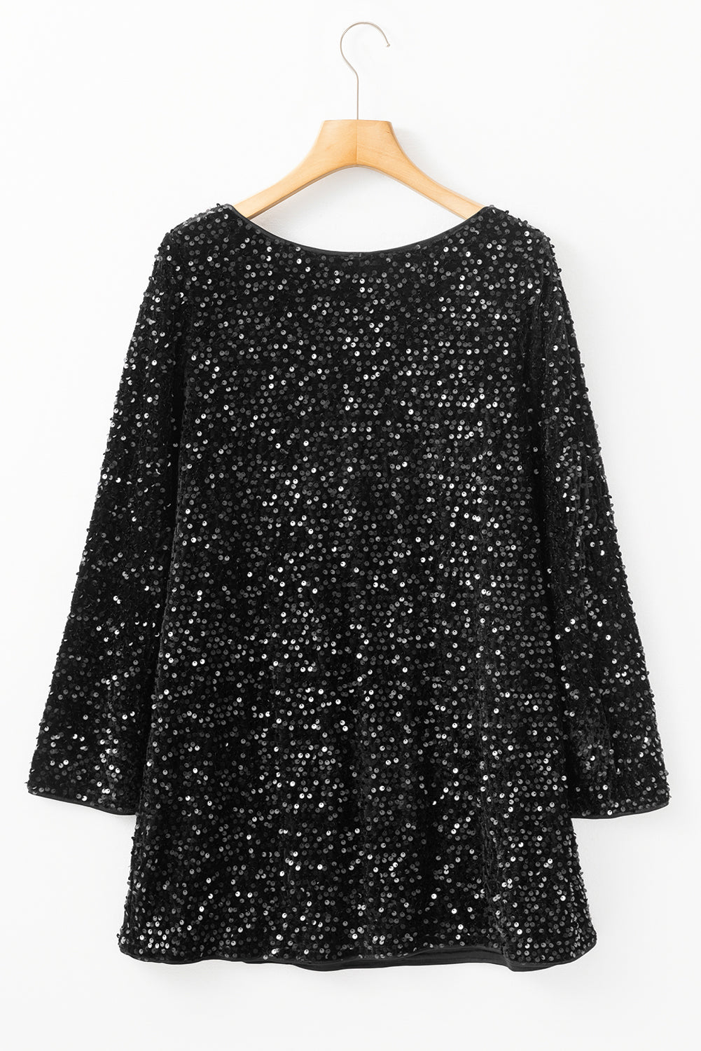 Black Sequin Long Sleeve Knot Cutout Back Cocktail/Party Mini Dress