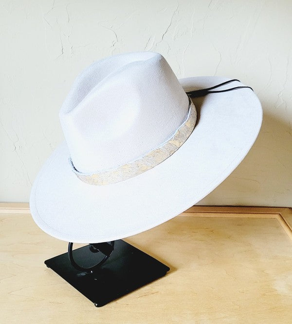 Cream & Gold Metallic Leather Hat Band Only