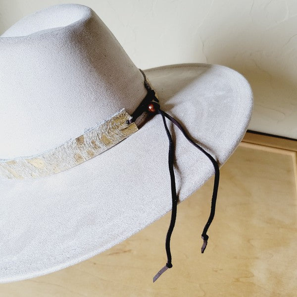 Cream & Gold Metallic Leather Hat Band Only 