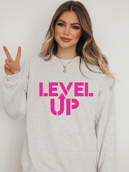 Sweat-shirt ras du cou graphique Pink Ink Level Up