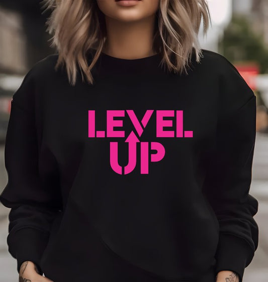 Sweat-shirt ras du cou graphique Pink Ink Level Up