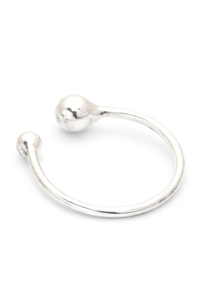 Minimalist silver ring with open back for adjustable fit
