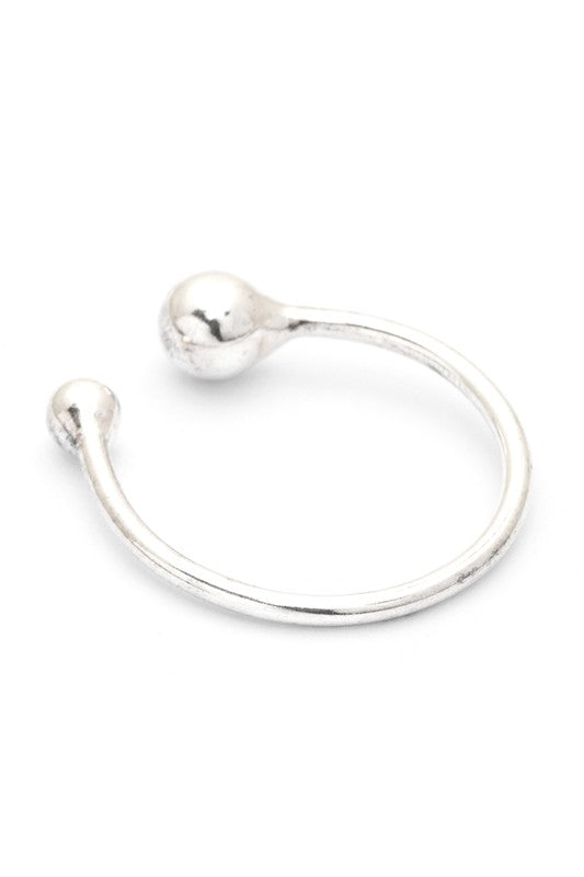 Minimalist silver ring with open back for adjustable fit
