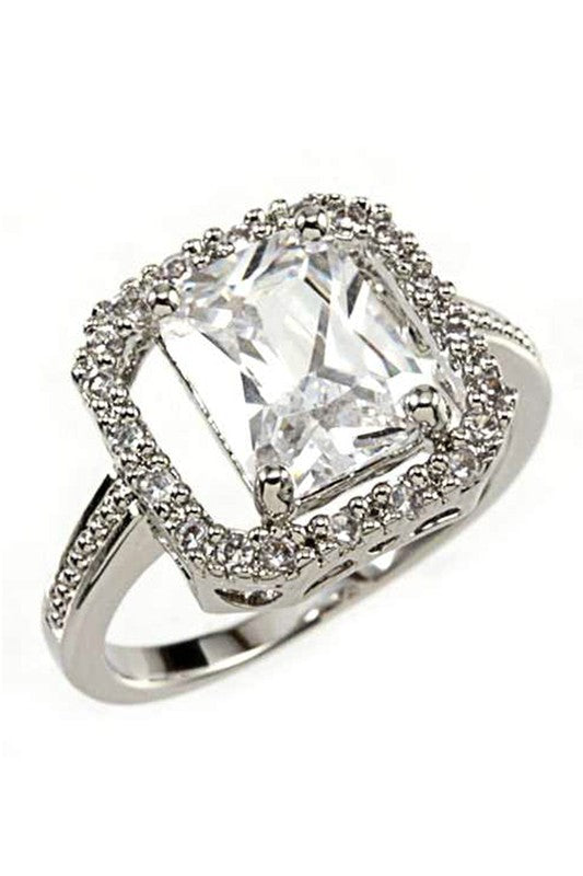 Close-up of brilliant-cut Cubic Zirconia stone in fine setting