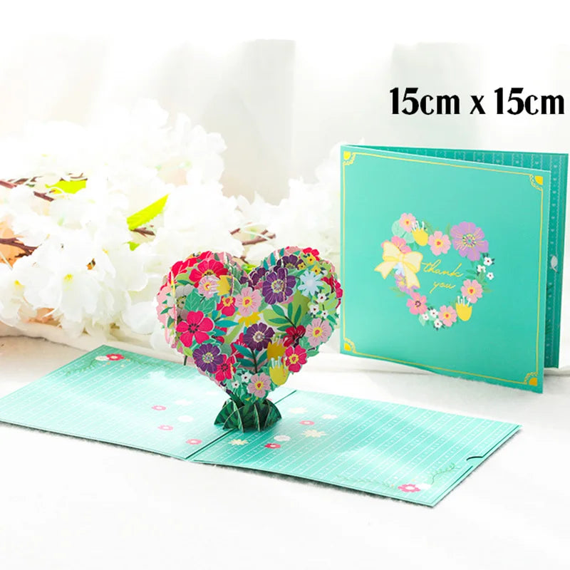 3D Pop up Flower Greeting Cards Wedding Card Anniversary Thanksgiving Valentines Day Birthday Gift Thank You Card Handmade Cards