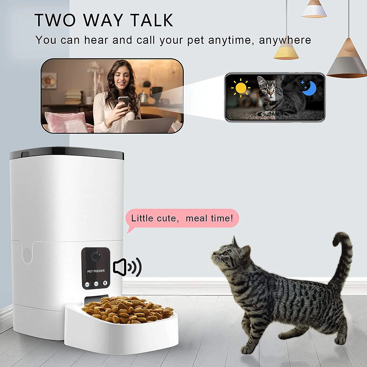 Automatic Pet Feeder for Cats and Dogs,Camera,App Control,Voice Recorder,Timed Feeder