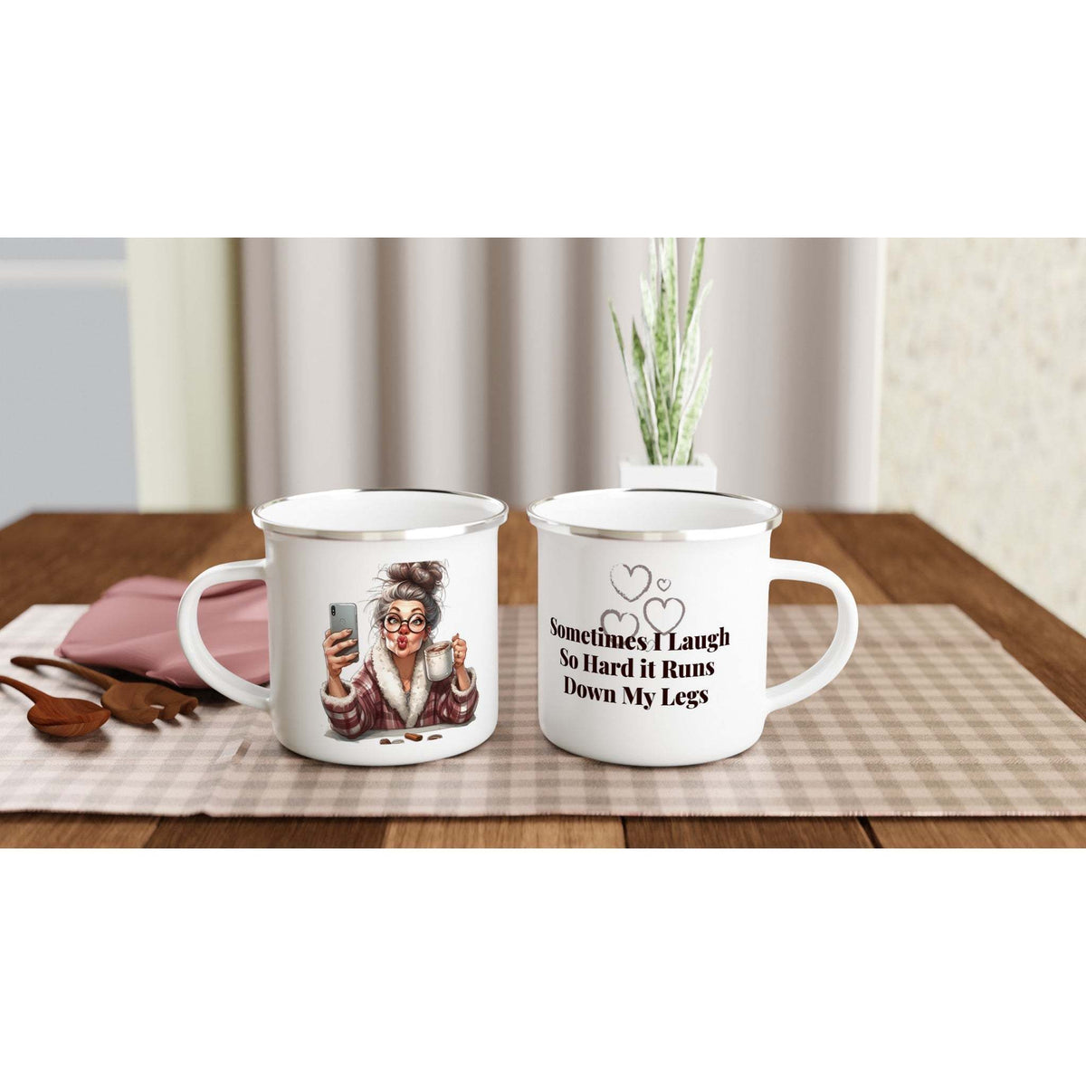 Sometimes I Laugh So Hard I...  11oz Cup Enamel Mug with Silver Trim