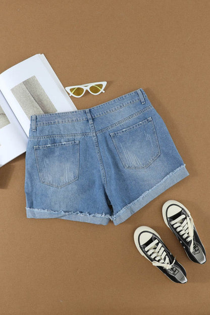 sky blue denim shorts same view