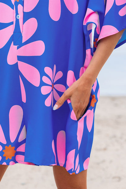 Blue Summer Floral Print Romper