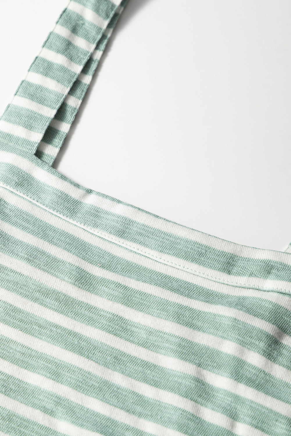 Robe longue froncée à rayures vertes – Taille haute, sans manches et fluide