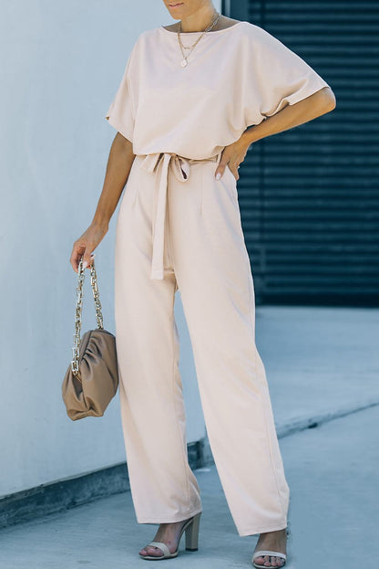 Glam Belted Wide Leg Jumpsuit