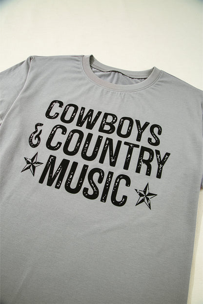 T-shirt ras du cou graphique High Cowboys &amp; Country Music – Ambiance western, style quotidien