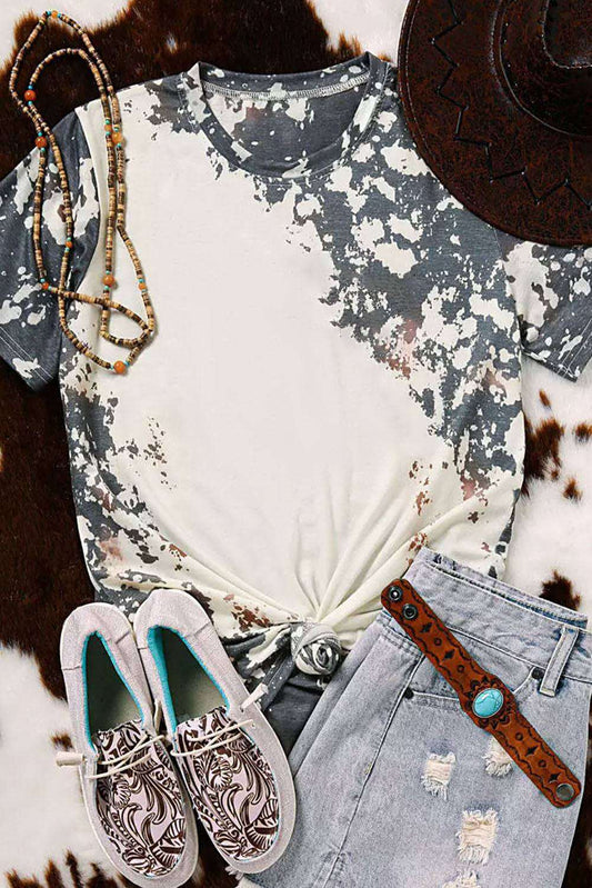 western bleached t-shirt set combo