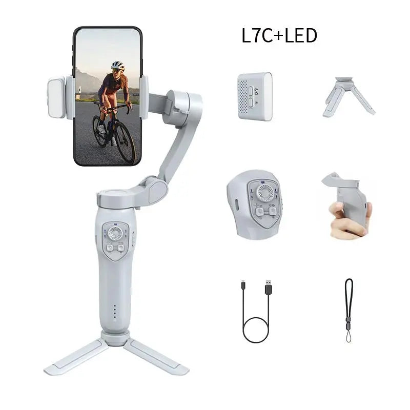 AI Tracking Phone Gimbal Stabilizer, 3-Axis Smartphone Foldable Gimbal for Iphone, Gimbal with Focus Wheel Vlog Stabilizer for Iphone 15 14 Pro Max & Android, Cellphone Accessories