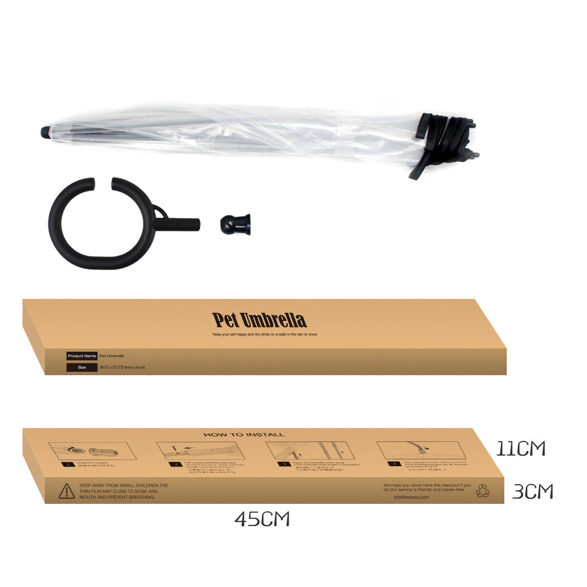 Transparent Adjustable Pet Umbrella