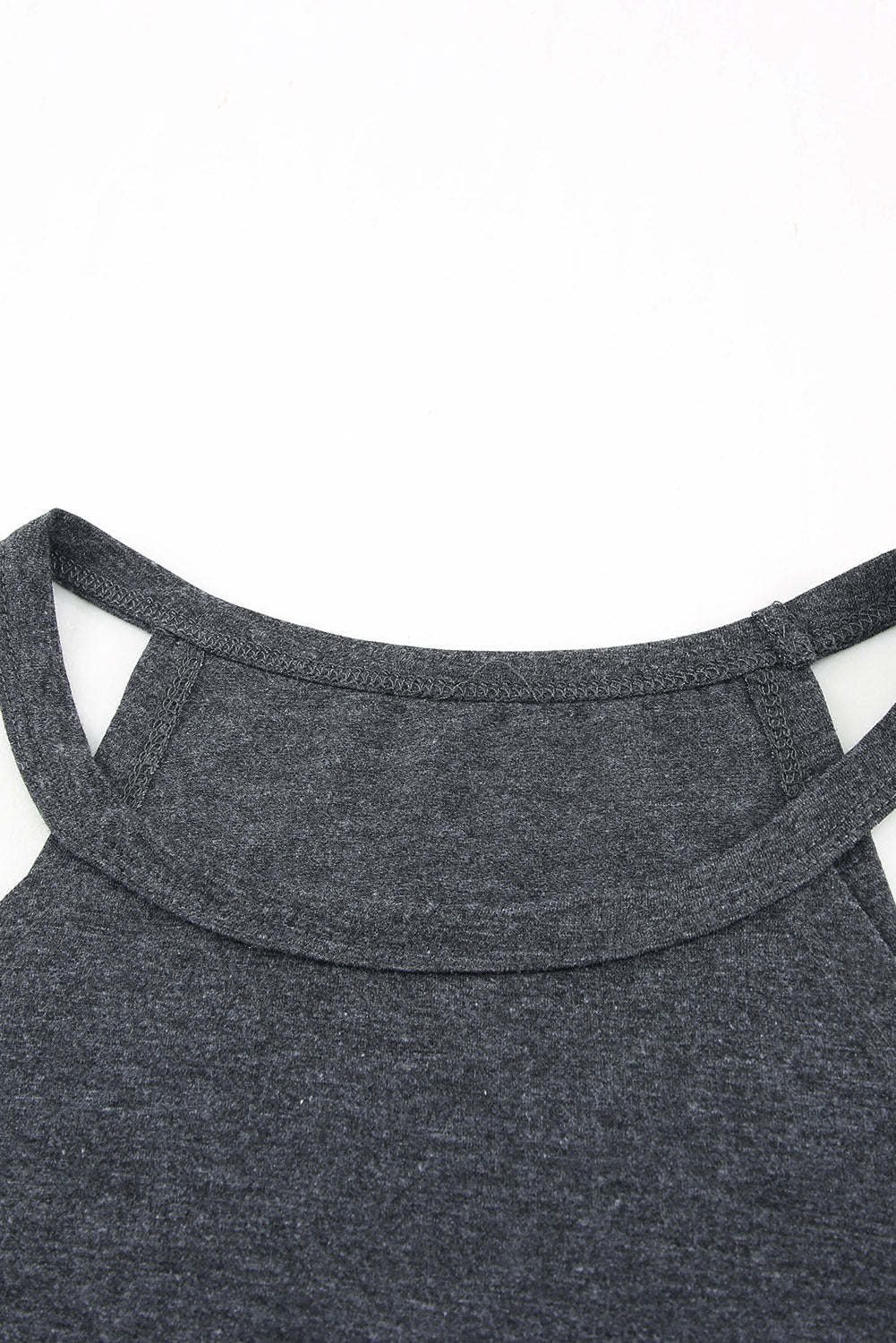 Grey Solid Color Crew Neck Tank Top