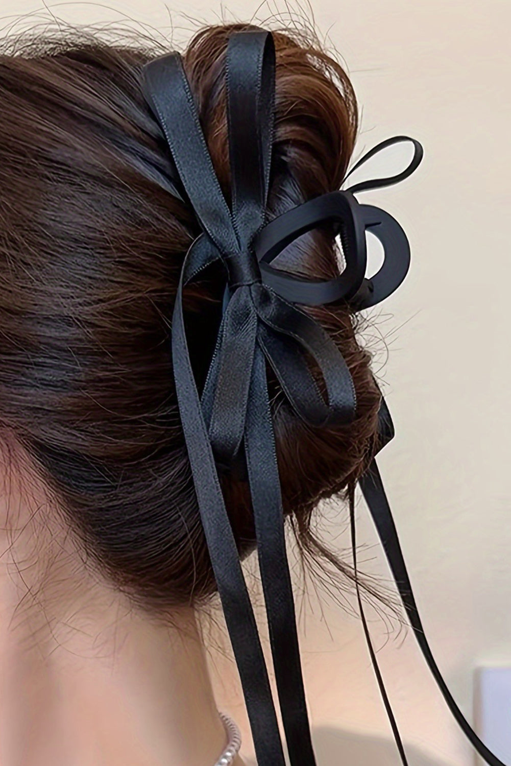 Black Ribbon Long Tail BowKnot Clip