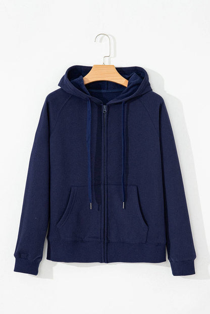 Light Grey Solid Color Fleece Lined Zip