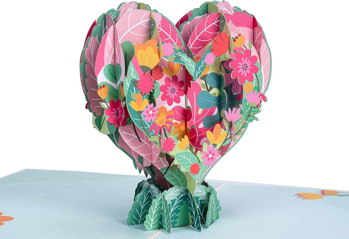 3D Pop up Card, Flower Heart, Handmade Popup Greeting Cards, for Thinking of You, Thanks You, Just Because, Birthday, Mother'S Day, Valentine'S Day, All Occasion, 5" X 7"