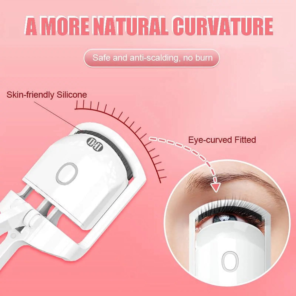 Heated Eyelash Curler – Rechargeable Electric Eyelash Curler – Long-Lasting Heated Lash Curler for Natural Lashes – Handheld Eyelash Heated Curler with Quick Pre-Heat