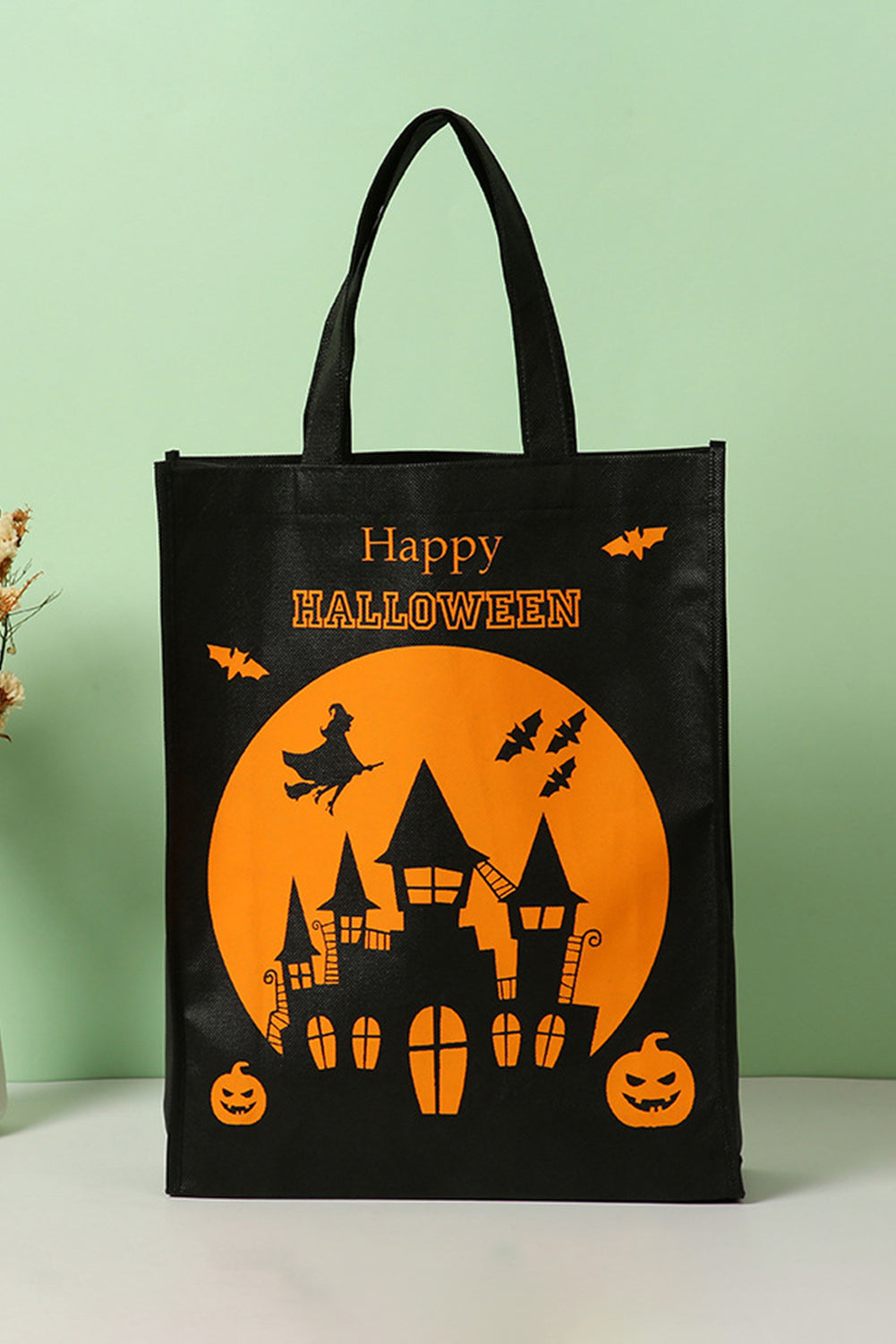 Orange Pumpkin Bat Witch Printed Halloween Gift Bag